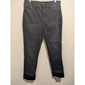 Lauren Ralph Lauren Regal Straight Ankle Black Jeans Velvet Cuff  Womens Size 10